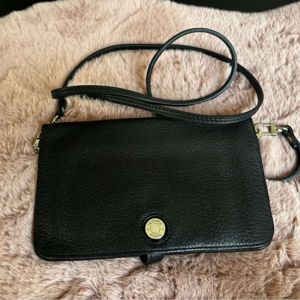 Hermes Sleek Black Crossbody Bag